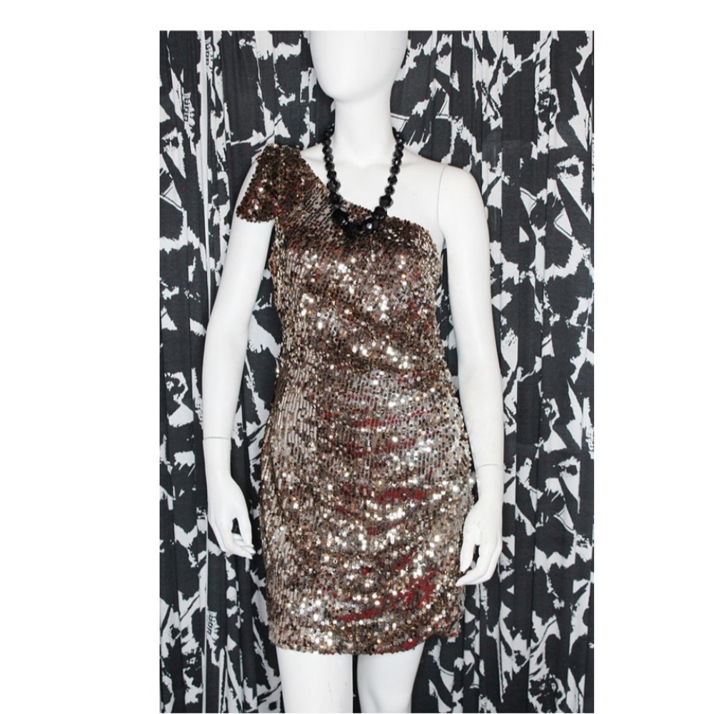 Windsor One Strap Brown Sequin Dress Size 11